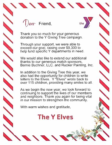 YMCA LETTER